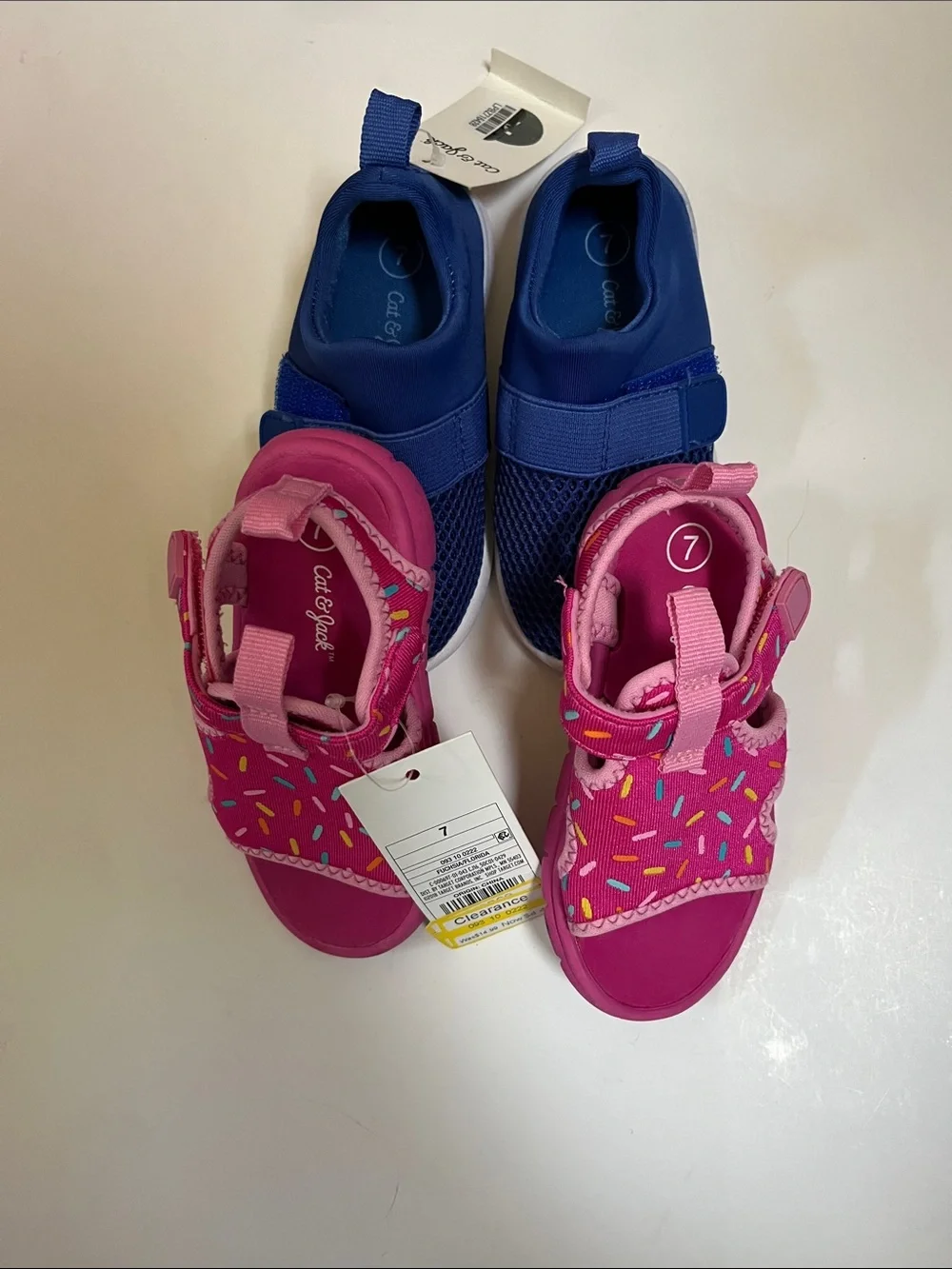 Cat & Jack Pink Sprinkle Girls' Adjustable Hook-and-Loop Sandals